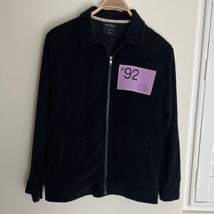 PRIVÉ ALLIANCE Women’s Black Corduroy Zip Front Jacket w/ Purple Patch Size M